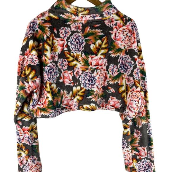 Urban‎ Outfitters Angela Cozy Floral Fleece Quarter Zip Pullover Size Medium - Picture 5 of 12